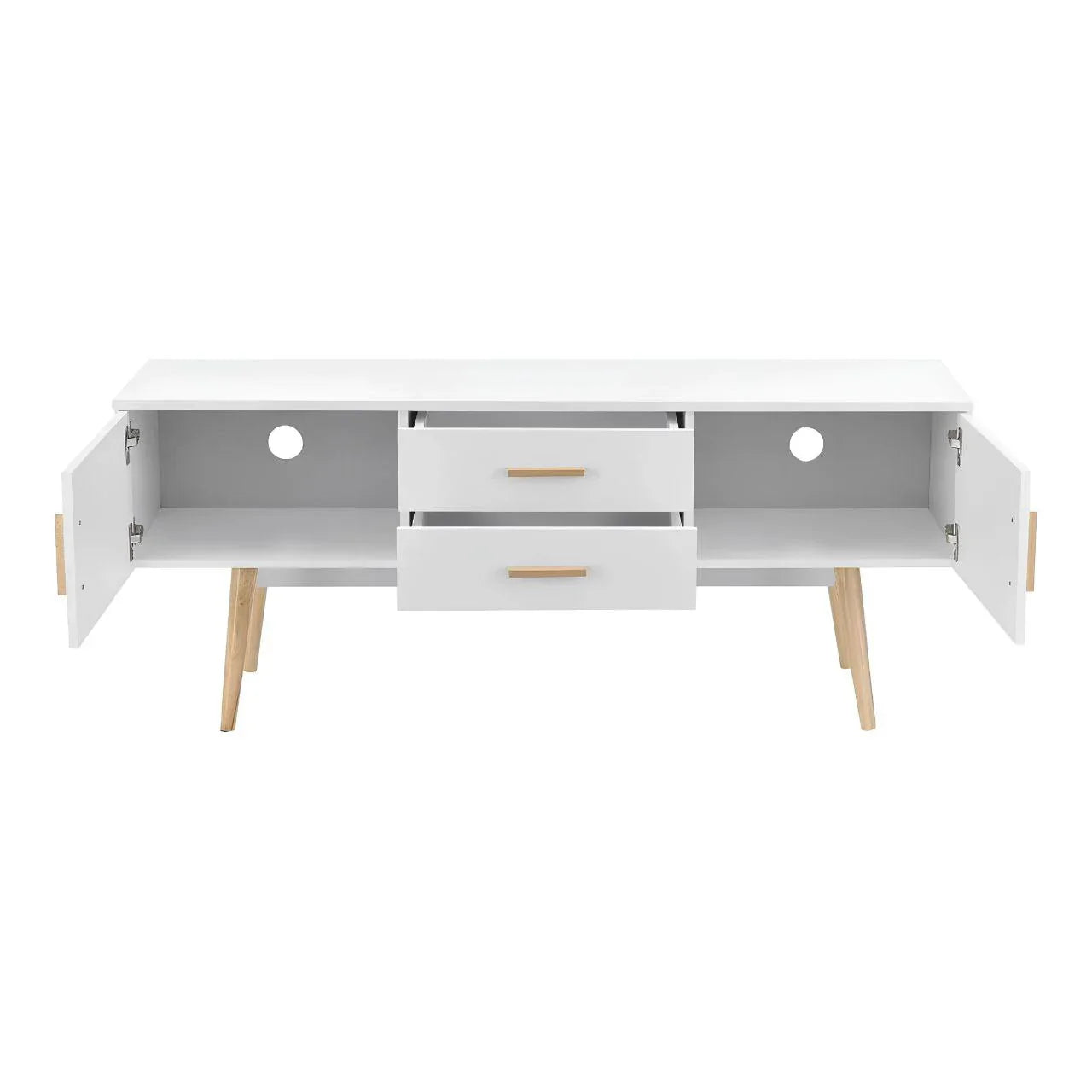 بوفيه | أبيض وخشبي | ١٦٠ × ٤٠ × ٧٠ | BT5