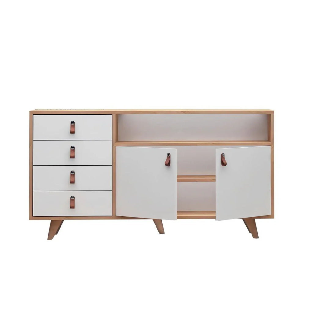 بوفيه | أبيض وخشبي | ١٥٠ × ٤٠ × ٩٠ | BT4