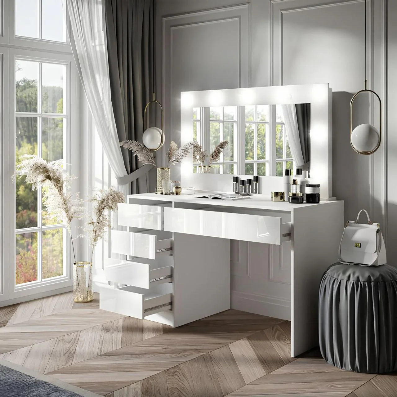 طاولة زينة | أبيض | ١٢٠ × ٤٠ × ١٢٠ | DT2