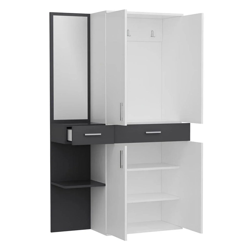 طاولة زينة | أبيض ورمادي | ١٨٠ × ١١٠ × ٤٠ | DT ٤