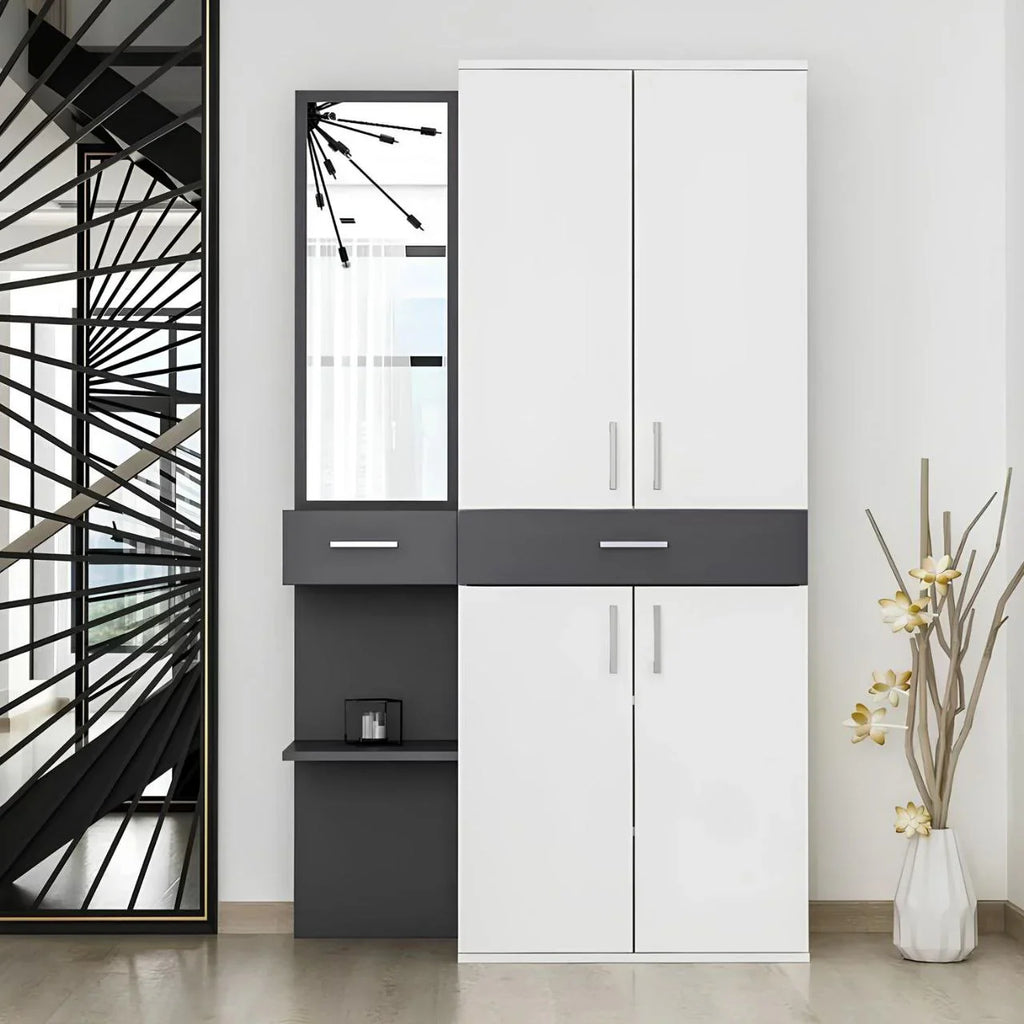 طاولة زينة | أبيض ورمادي | ١٨٠ × ١١٠ × ٤٠ | DT ٤