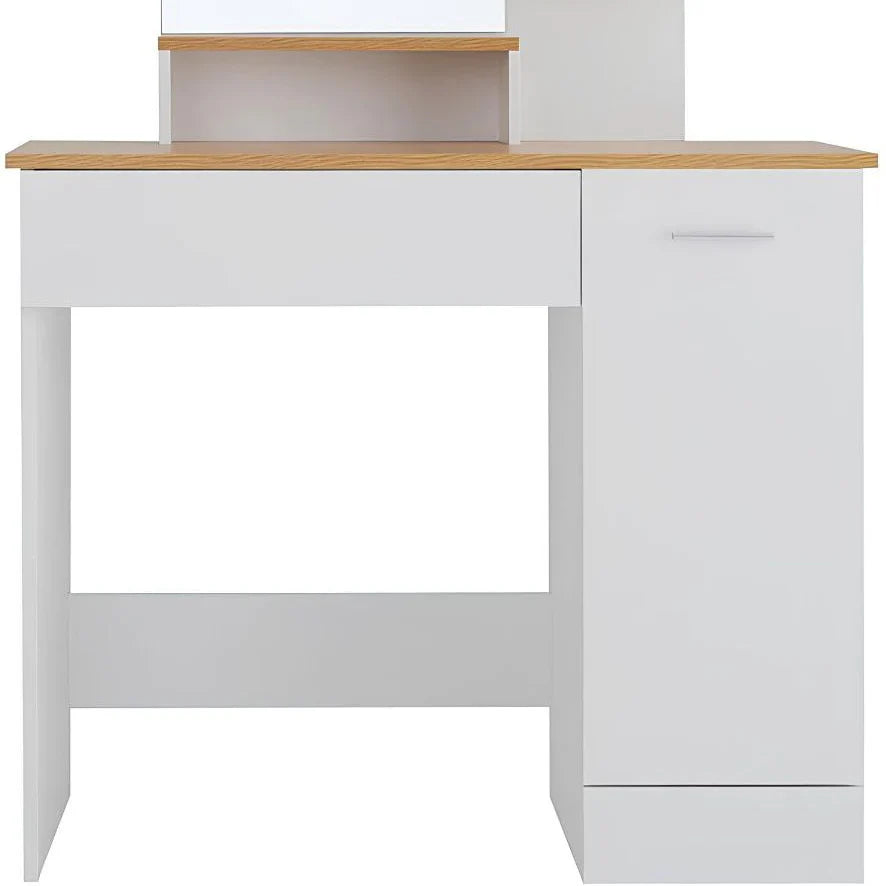 طاولة زينة | بيضاء وخشبية | ١١٠ × ٩٠ × ٤٠ | DT ٣٣