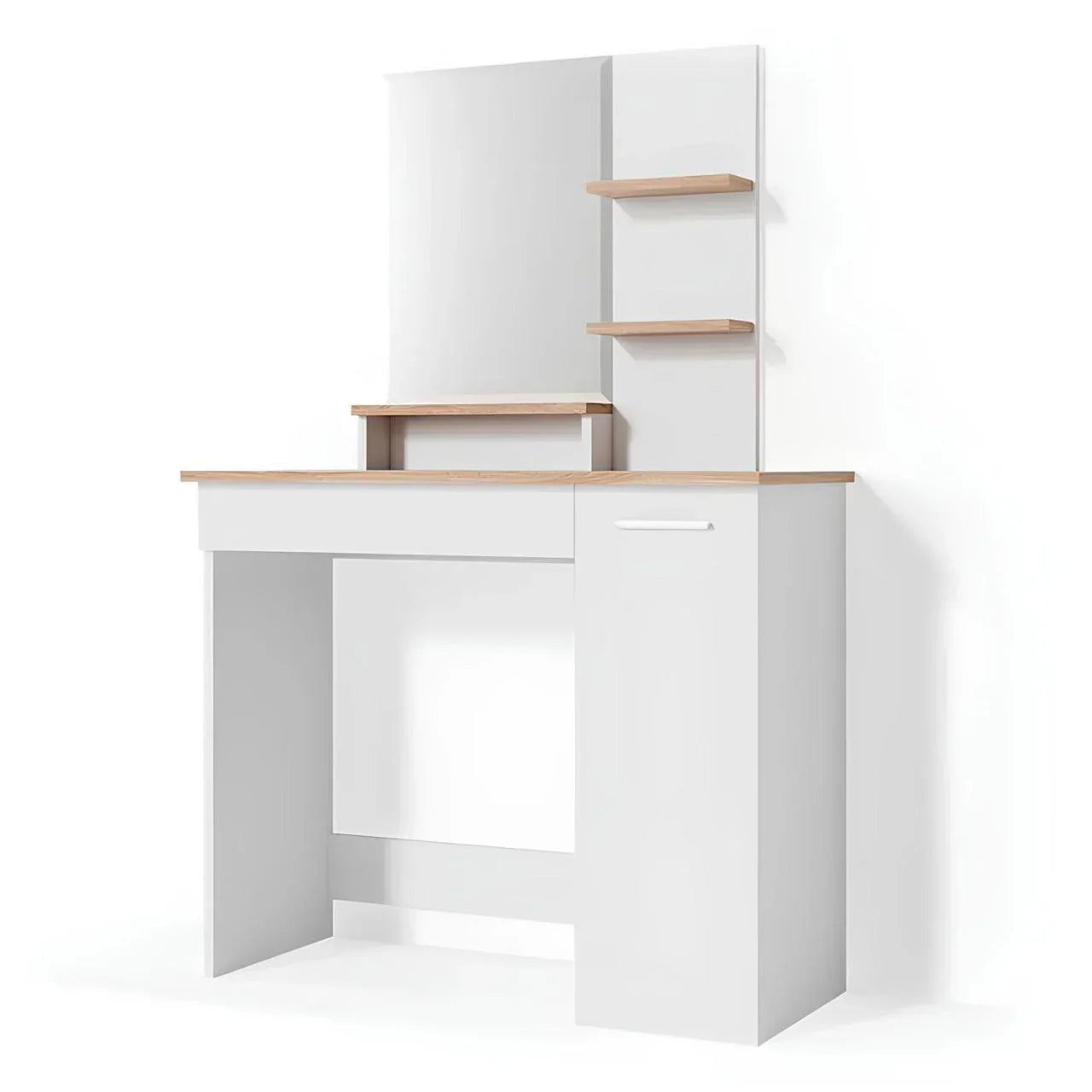 طاولة زينة | بيضاء وخشبية | ١١٠ × ٩٠ × ٤٠ | DT ٣٣