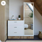 طاولة زينة | بيضاء وخشبية | ١٠٠ × ١٦٠ × ٤٠ | DT ١