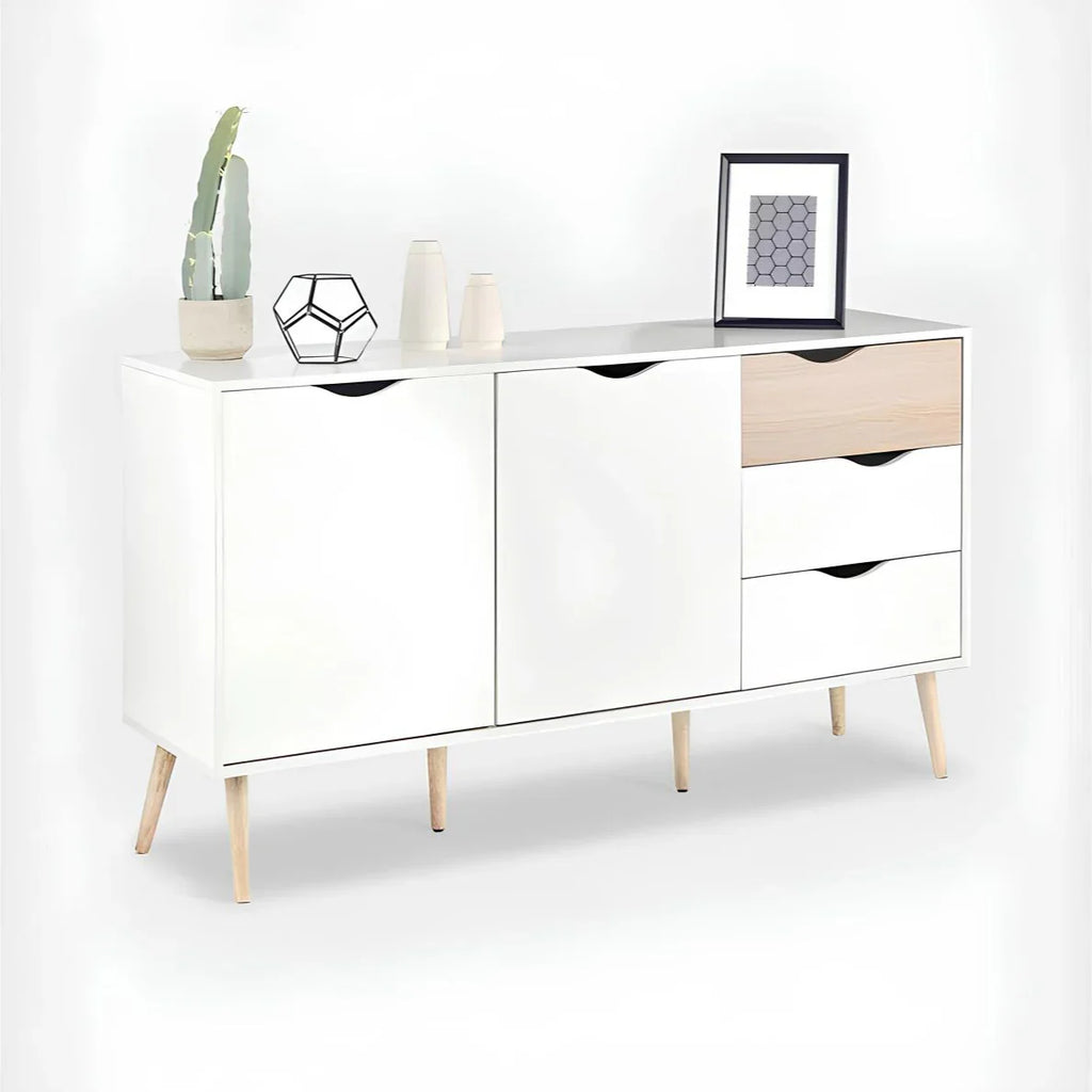 بوفيه | أبيض وخشبي | ١٢٠ × ٤٠ × ٩٠ | BT45