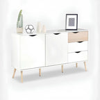 بوفيه | أبيض وخشبي | ١٢٠ × ٤٠ × ٩٠ | BT45