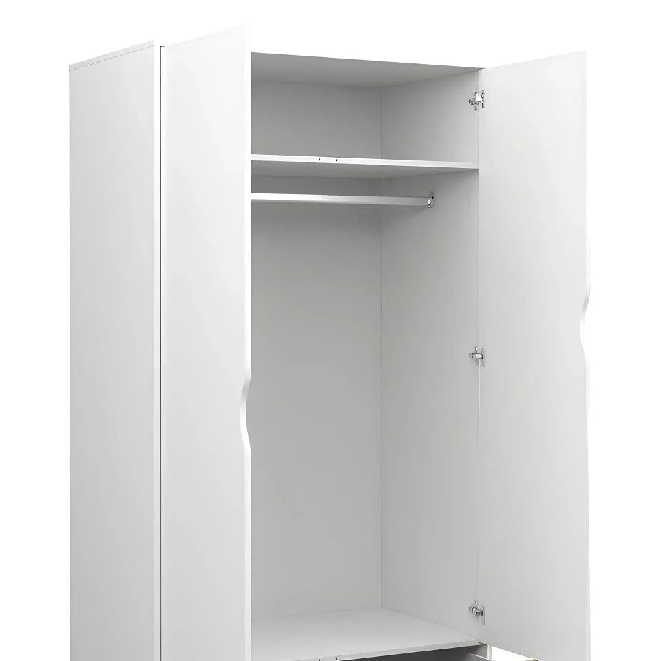 خزانة ملابس | خشبية وبيضاء | ٨٠ × ٥٠ × ٢٢٠ سم | WD52