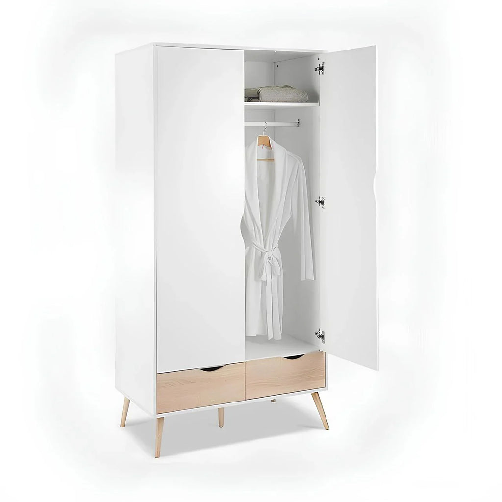 خزانة ملابس | خشبية وبيضاء | ٨٠ × ٥٠ × ٢٢٠ سم | WD52