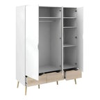 خزانة ملابس | خشبية وبيضاء | ١٢٠ × ٥٠ × ٢٠٠ سم | WD53