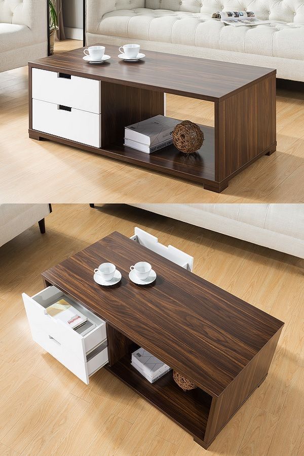 طاولة مستطيلة TA14 لون أبيض وبني – MDF مقاس 120×60×40 سم