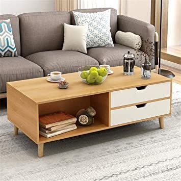 طاولة مستطيلة TA13 لون أبيض وخشبي – MDF مقاس 120×50×40 سم