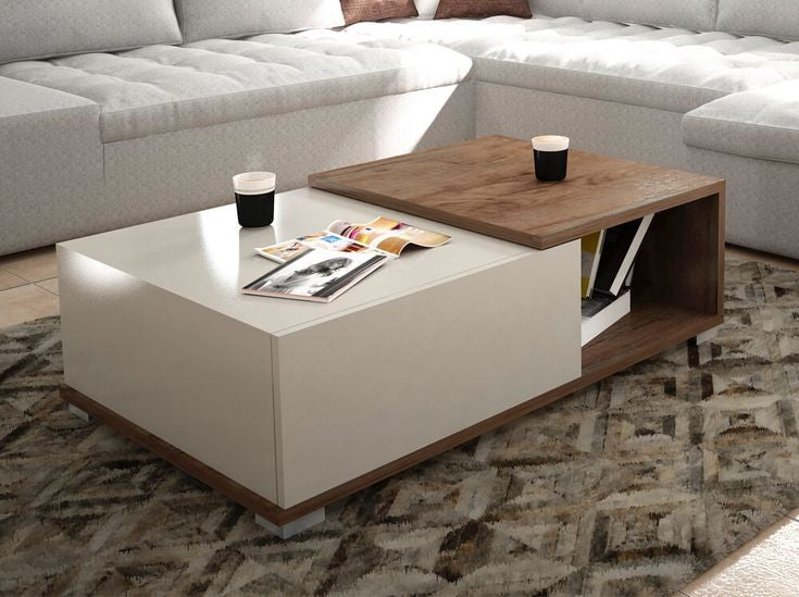طاولة مستطيلة TA15 لون أبيض وبني – MDF مقاس 100×50×40 سم