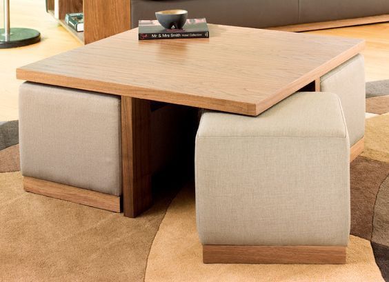 طاولة مستطيلة TA19 لون خشبي – MDF مقاس 80×80×40 سم