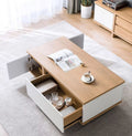 طاولة مستطيلة TA4 لون أبيض وخشبي – MDF مقاس 120×50×40 سم