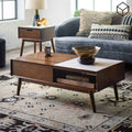 طاولة مستطيلة TA46 لون بني وأبيض – MDF مقاس 100×50×40 سم
