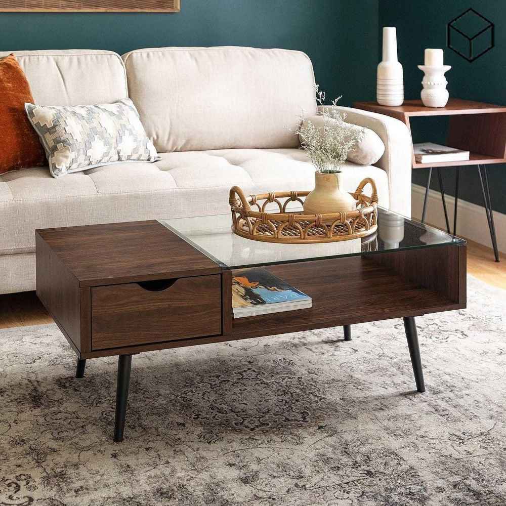 طاولة مستطيلة TA47 لون بني – MDF مقاس 100×50×40 سم