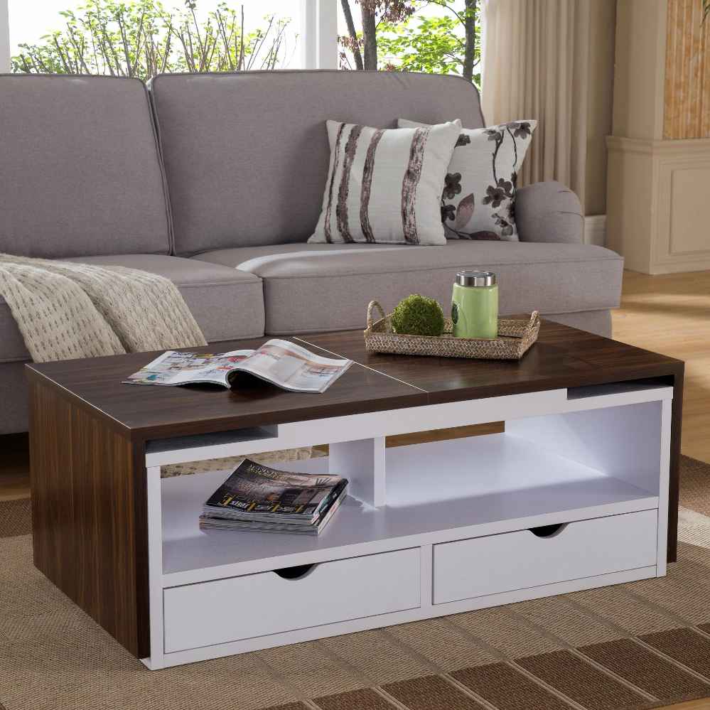 طاولة مستطيلة TA48 لون بني وأبيض – MDF مقاس 100×50×40 سم