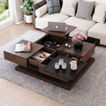 طاولة مربعة TA54 لون بني وأسود – MDF مقاس 90×90×40 سم