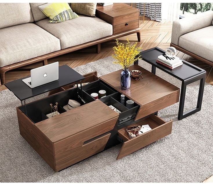 طاولة مستطيلة TA56 لون بني وأسود – MDF مقاس 120×70×40 سم