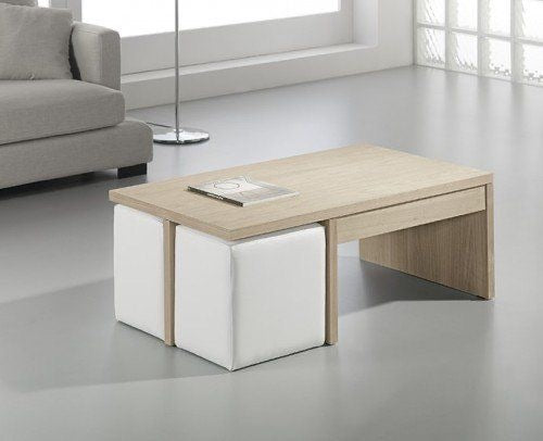 طاولة مستطيلة TA62 لون خشبي وأبيض – MDF مقاس 120×60×45 سم