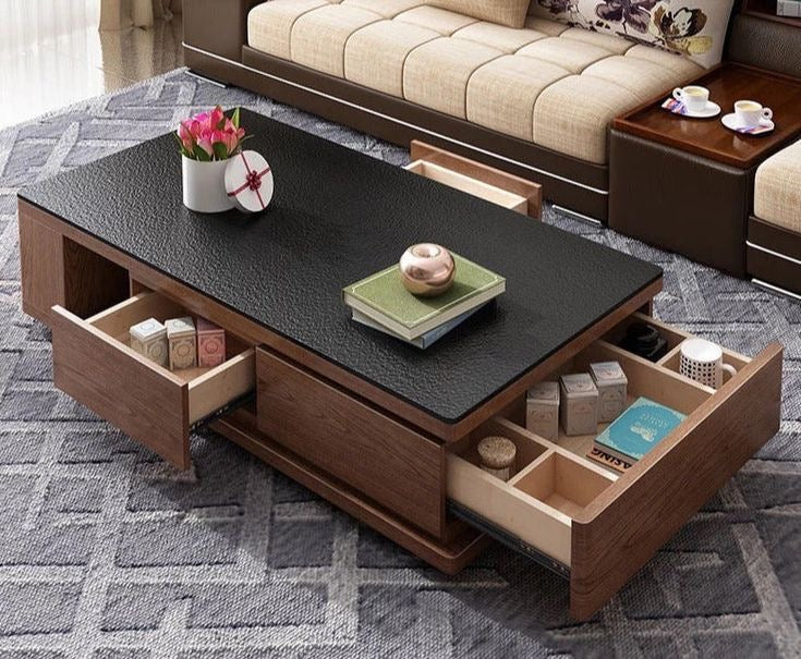 طاولة مستطيلة TA64 لون بني وأسود – MDF مقاس 120×60×40 سم