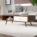 طاولة مستطيلة TA7 لون بني وأبيض – MDF مقاس 100×50×40 سم