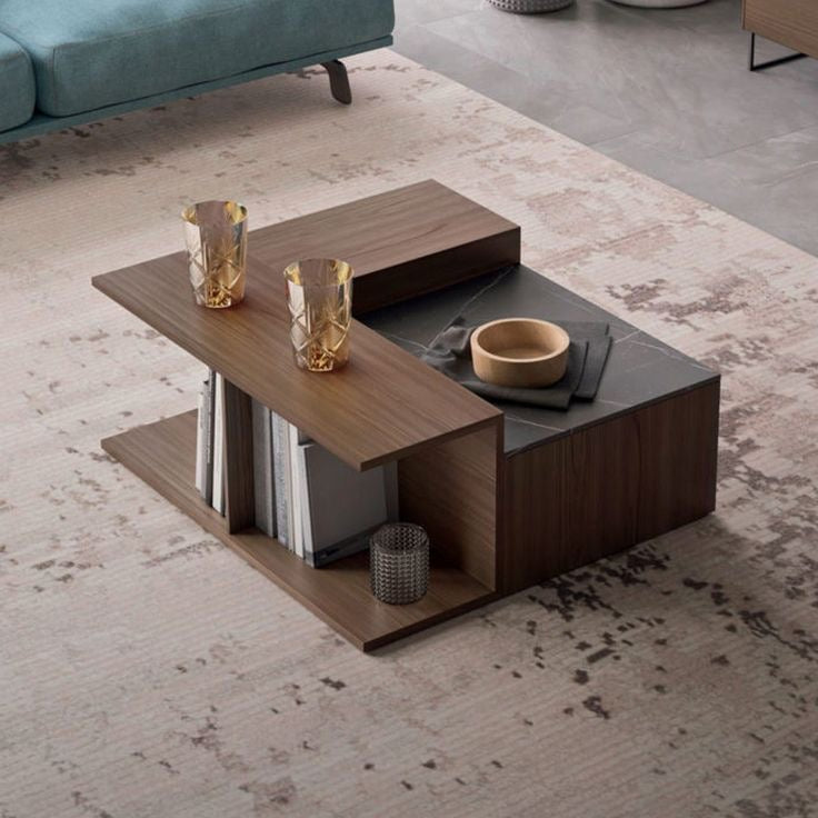 طاولة مربعة TA73 لون بني وأسود – MDF مقاس 80×80×40 سم