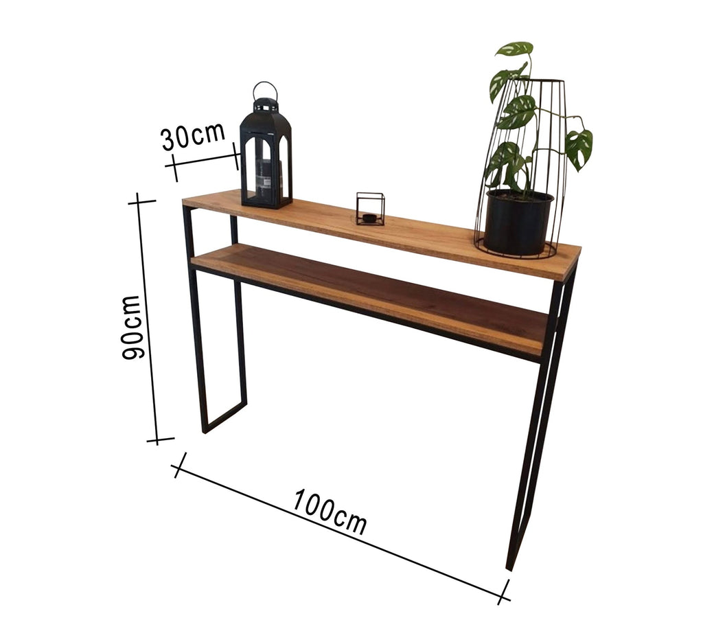 كونسول مودرن KT104 أسود × بني 100×30×90 سم – استيل × رخام