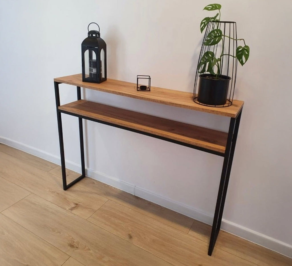 كونسول مودرن KT104 أسود × بني 100×30×90 سم – استيل × رخام